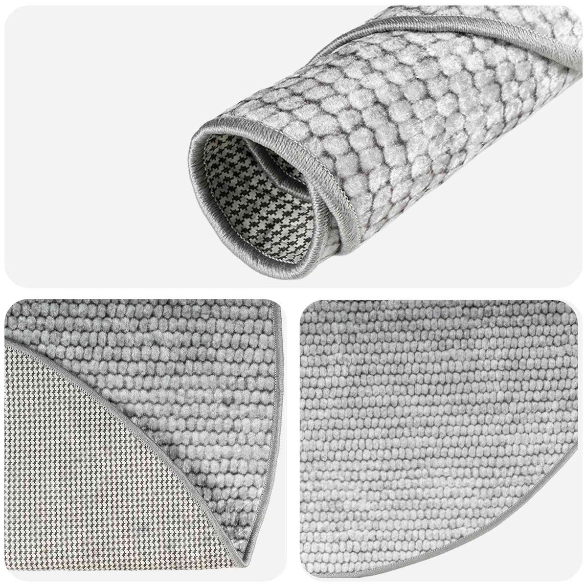 vidaXL Rug Grey Ø 120 cm 100% Polyester 3 mm Washable 4