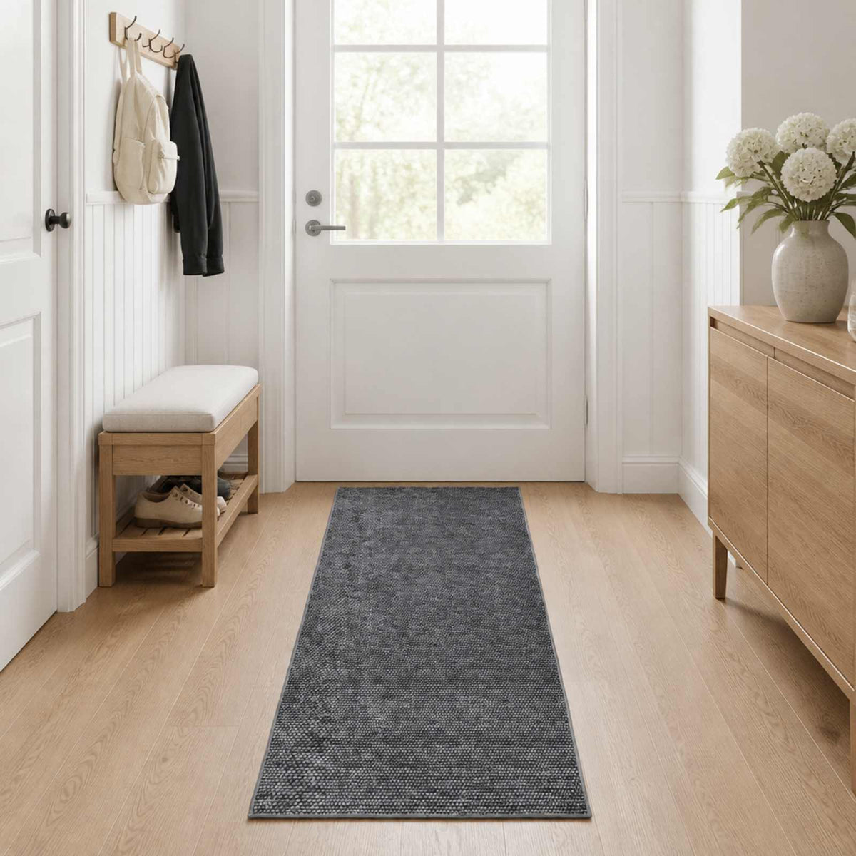 vidaXL Rug Anthracite 50 x 300 cm 100% Polyester 3 mm Washable 1