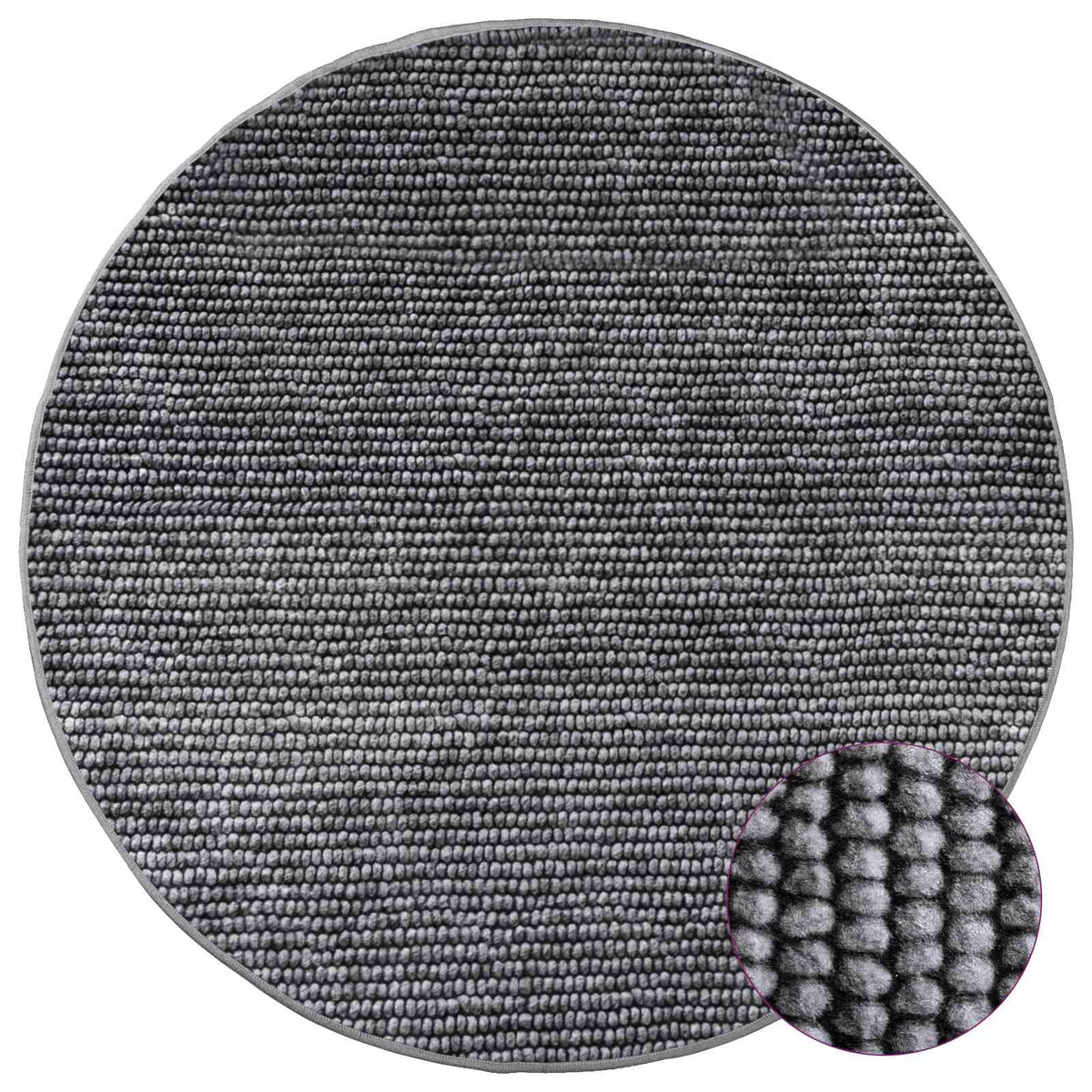 vidaXL Rug Anthracite Ø 120 cm 100% Polyester 3 mm Washable 3