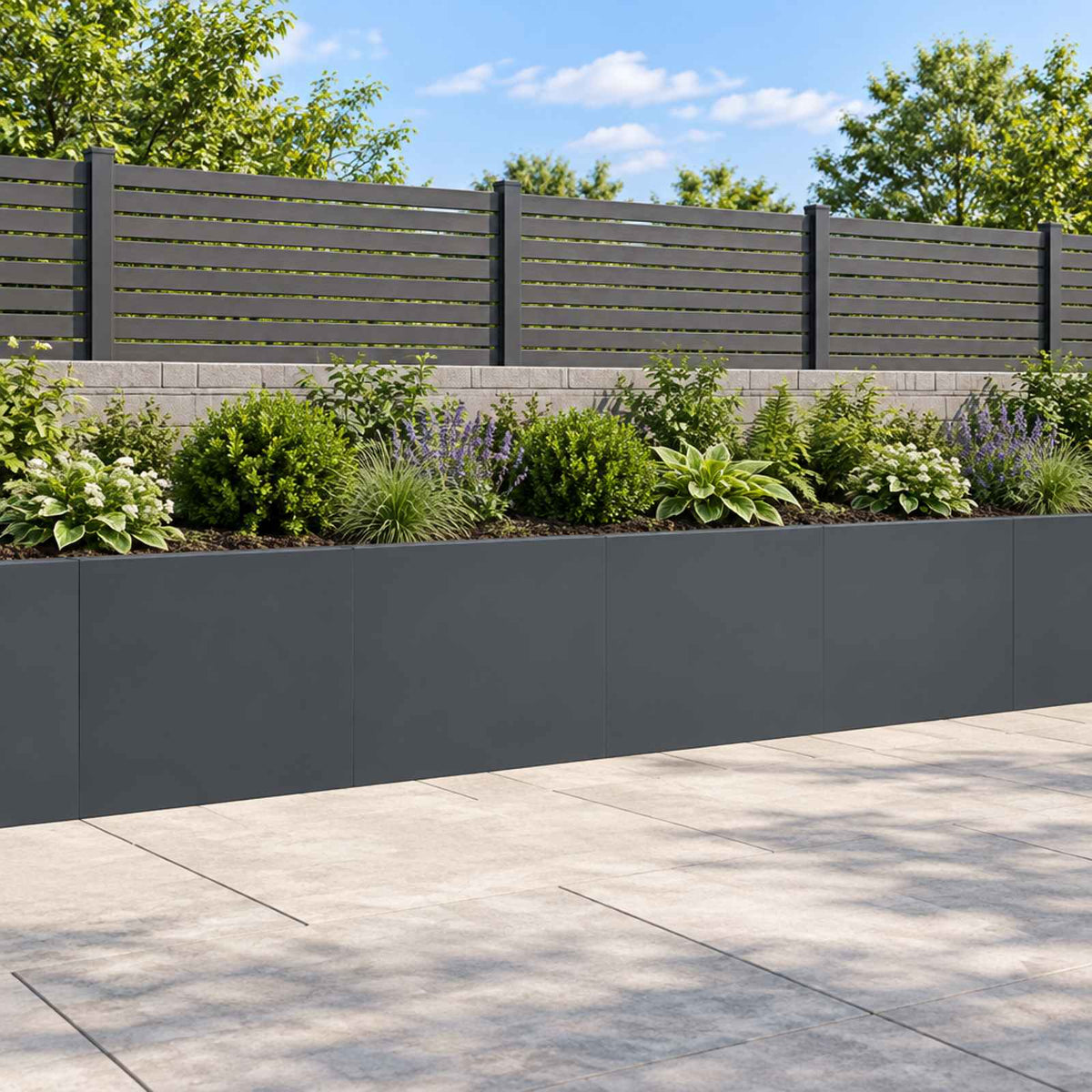 Retaining Wall 40 x 12 x 30 cm Steel 4 pcs Anthracite