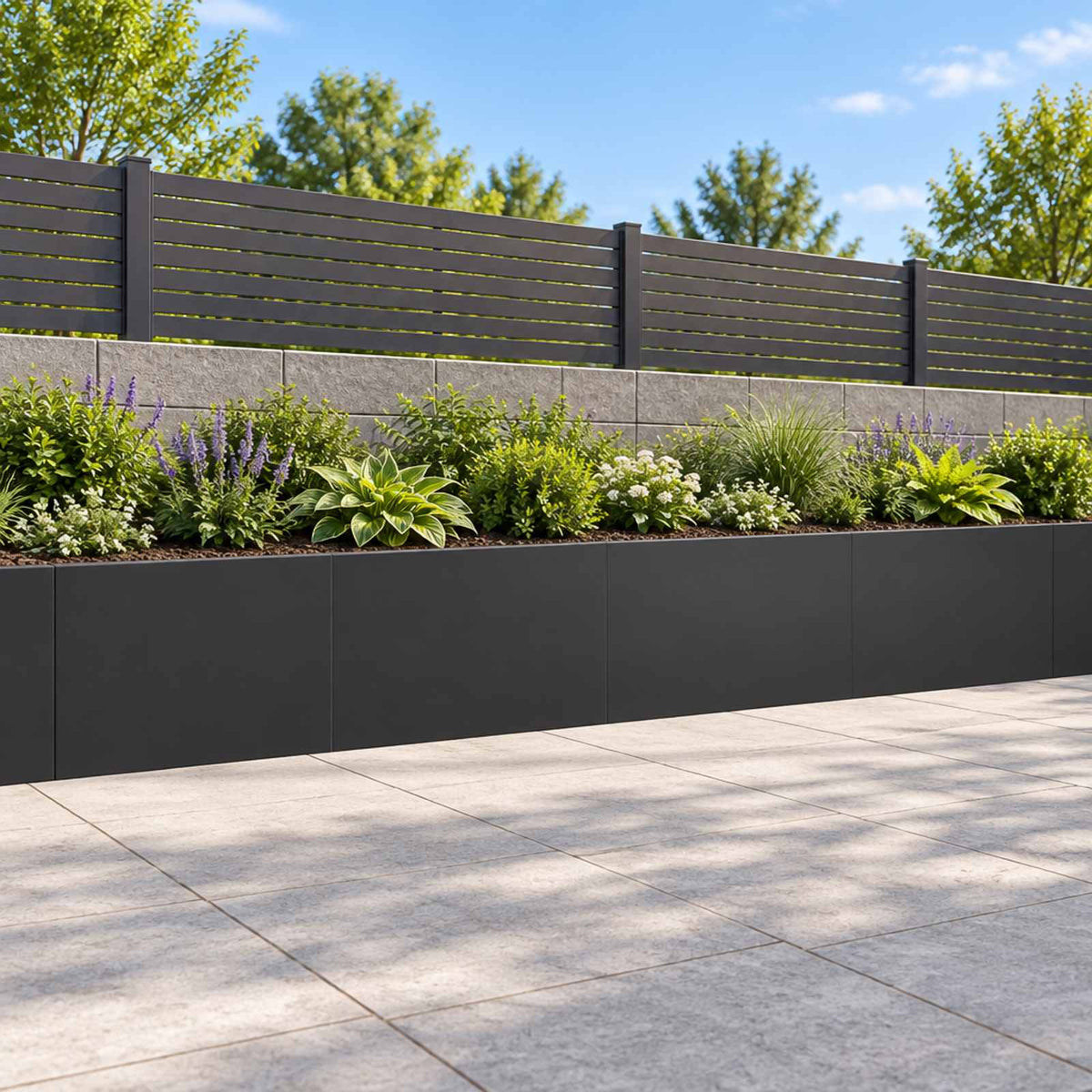 Retaining Wall 60 x 12 x 40 cm Steel 4 pcs Black