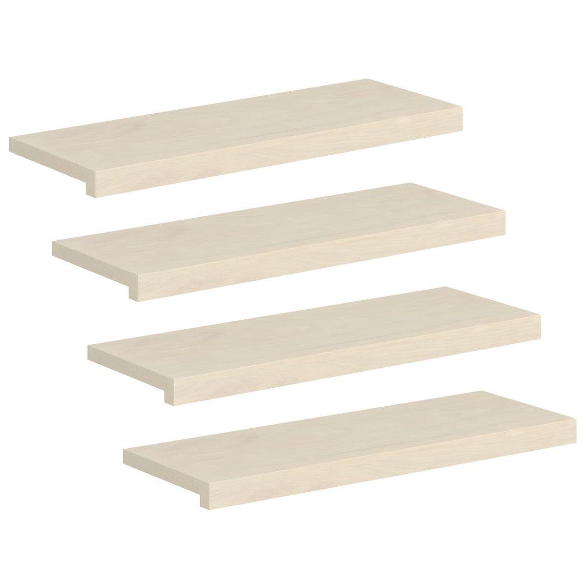 Stair Tread Solid Oak Wood Depth 25 cm 4 pcs White 80 cm