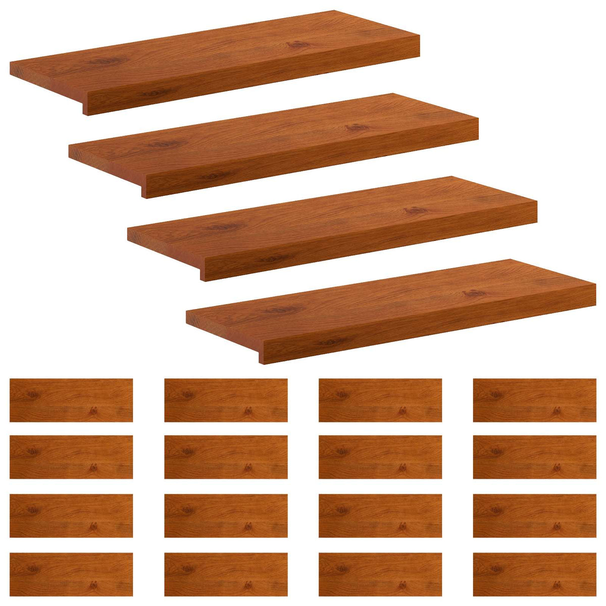 Stair Tread Solid Oak Wood Depth Brown