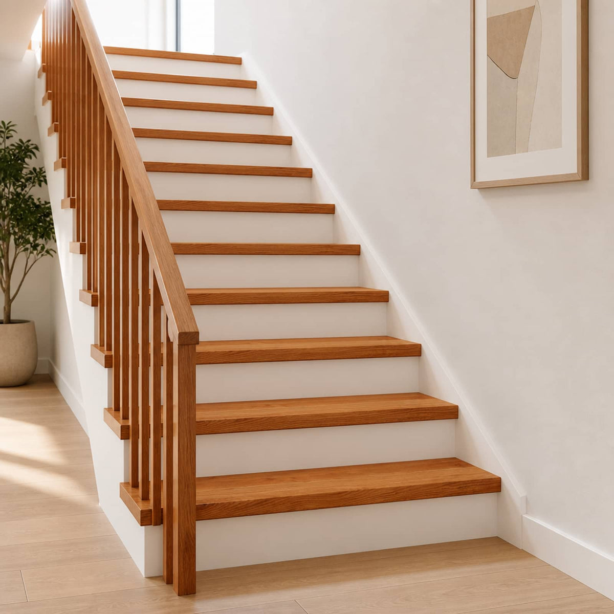 Stair Tread Solid Oak Wood Depth Brown