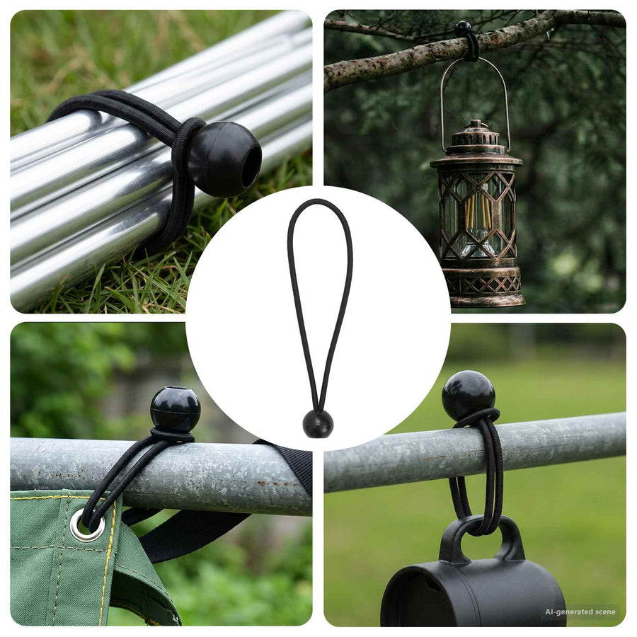 vidaXL Bungee Cords with Balls 100 pcs Black 4 mm x 22 cm 1