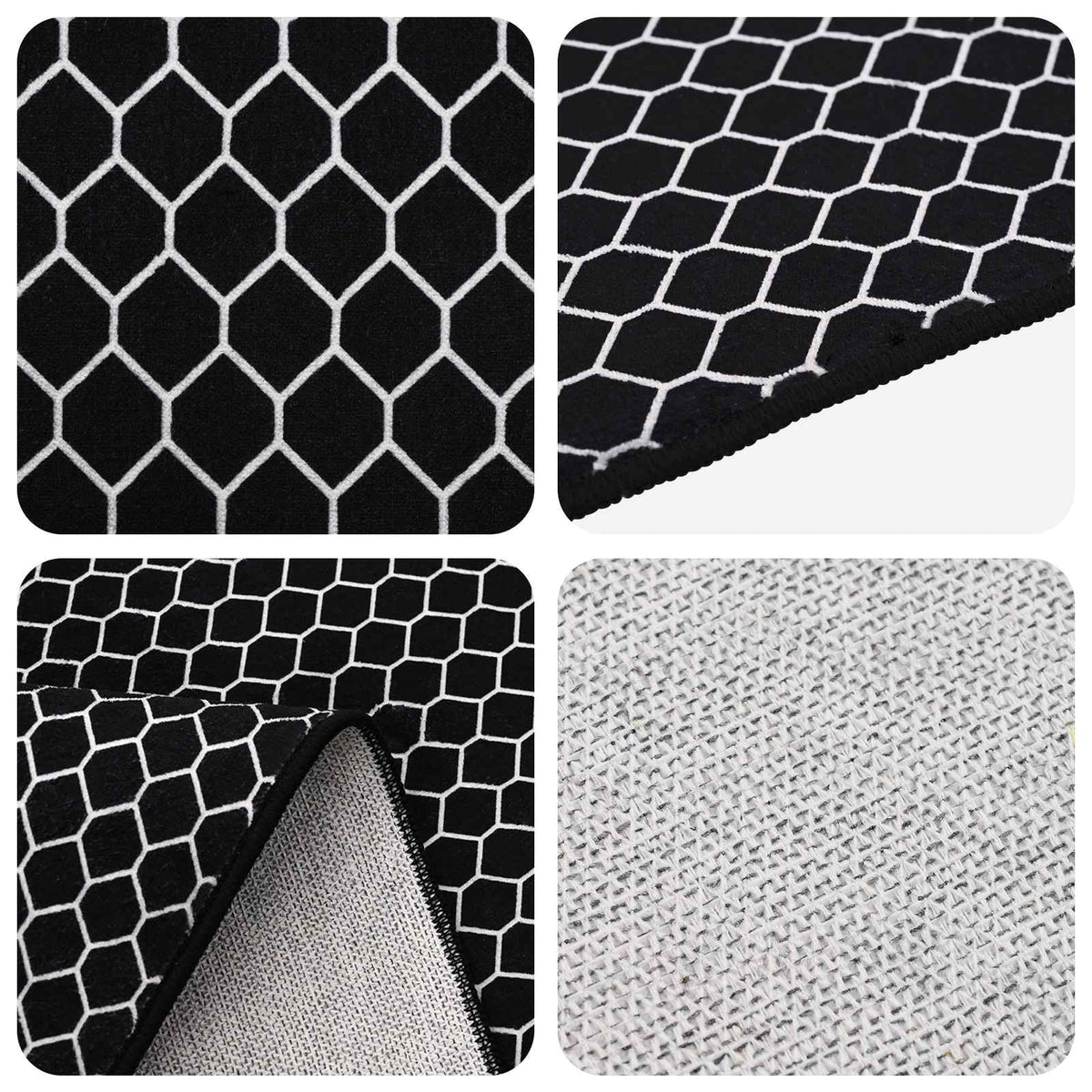 vidaXL Rug ORIZ Black Mesh Pattern 120 x 170 cm 100% Polyester 3