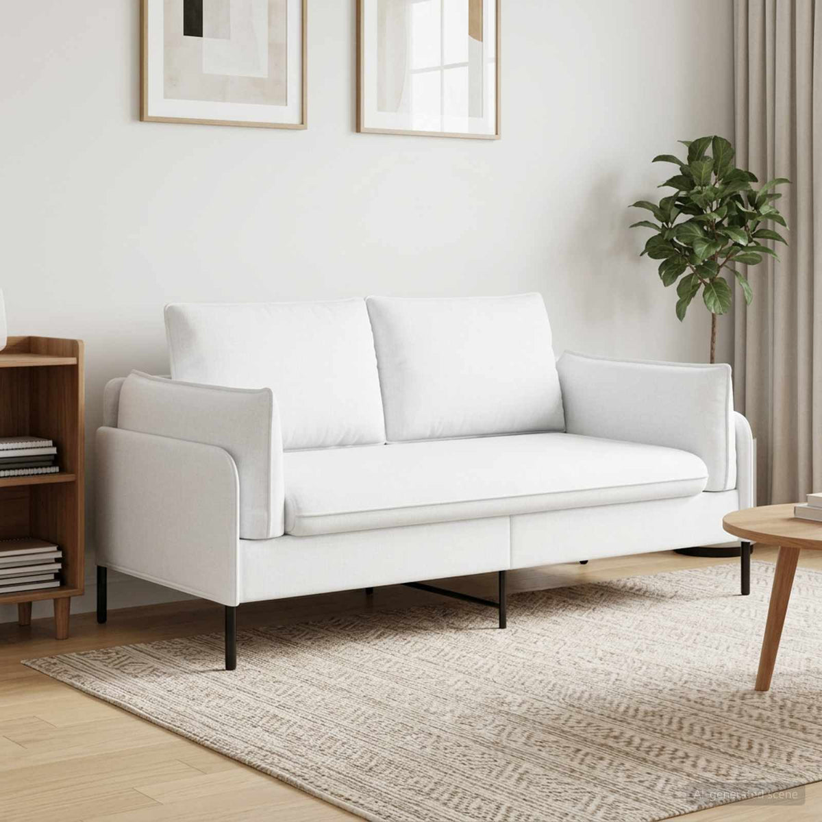 Sofa 188 x 81 x 89 cm Fabric 2-Seater White