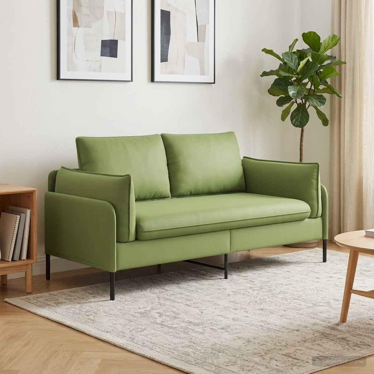 2-Seater Sofa 2-Seater 188 x 81 x 89 cm Velvet 145 cm Light green
