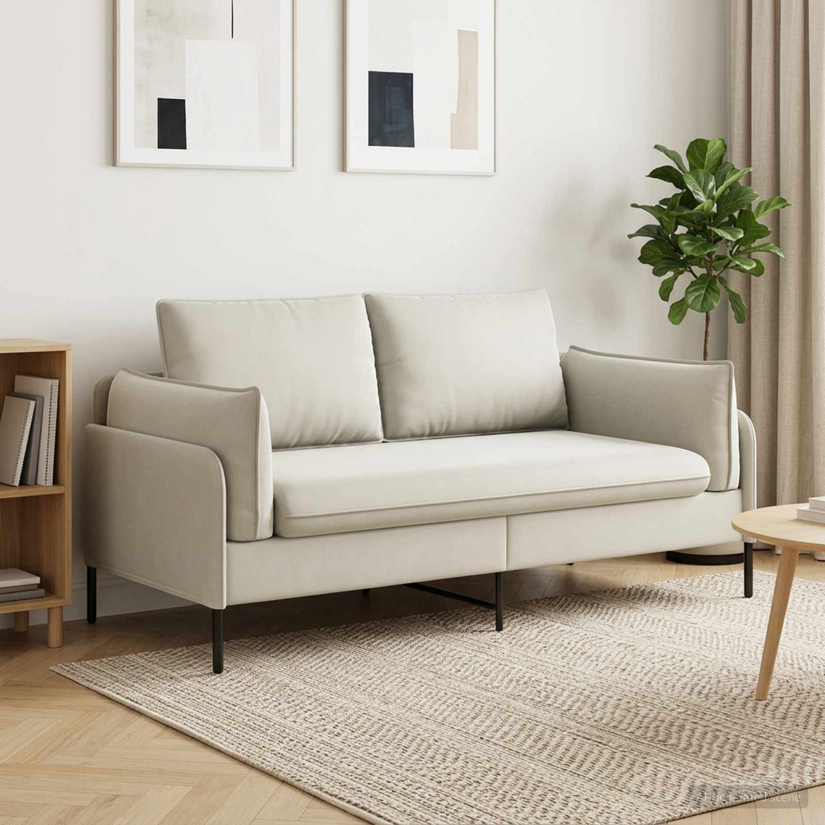 2-Seater Sofa 2-Seater 188 x 81 x 89 cm Velvet 145 cm Cream