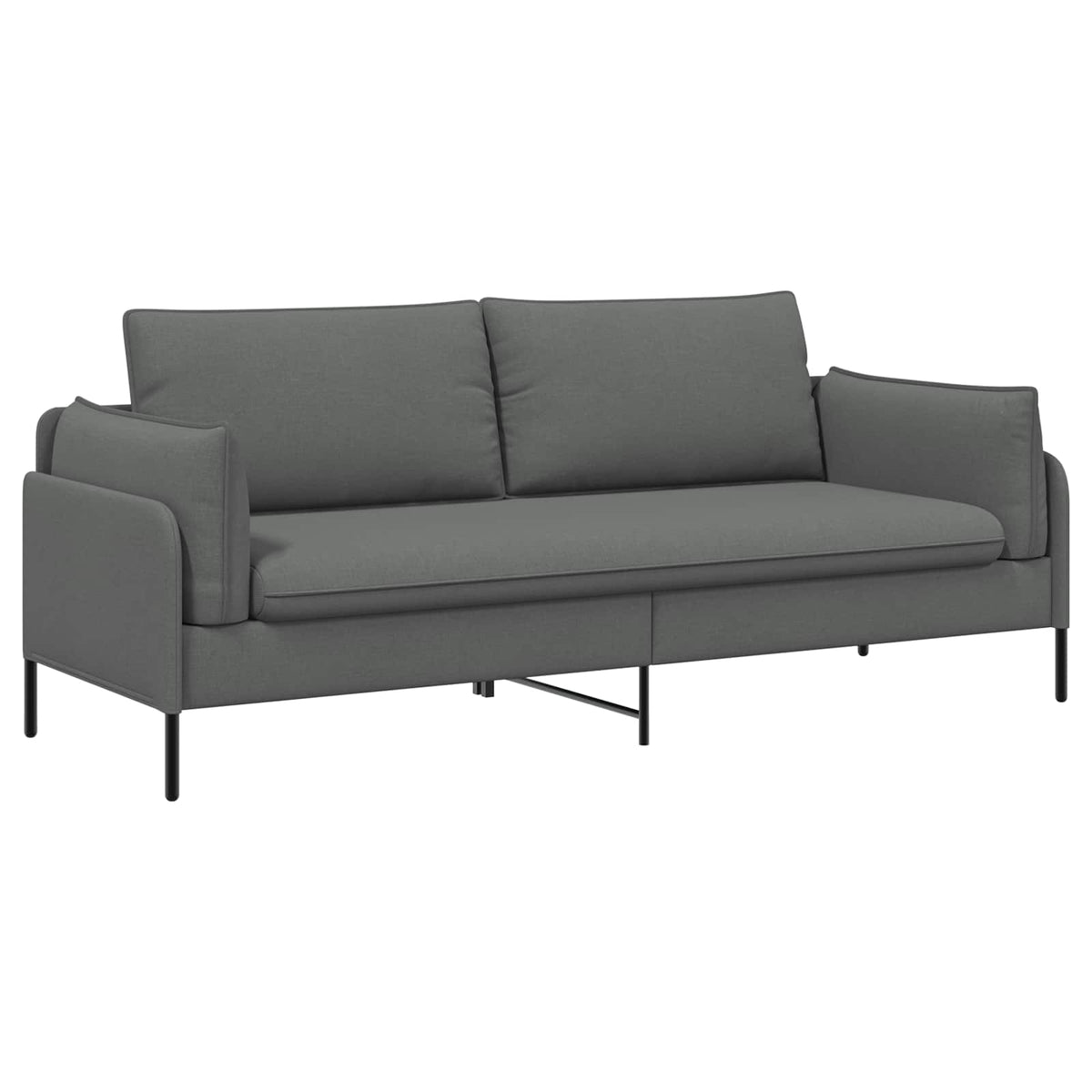 Sofa 222 x 81 x 89 cm Fabric 3-Seater Dark grey