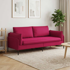 3-Seater Sofa 222 x 81 x 89 cm Velvet 180 cm Wine red