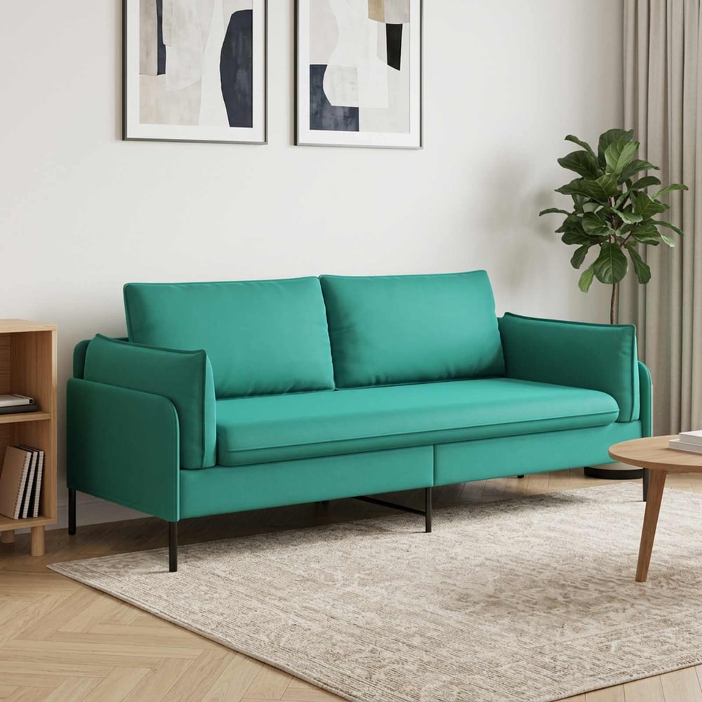 3-Seater Sofa 222 x 81 x 89 cm Velvet 180 cm Turquoise