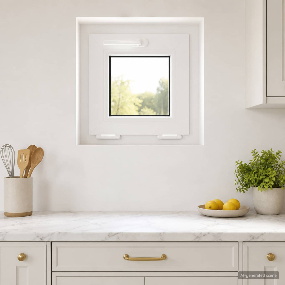 Basement Window Internal Colour RISOR with Double Glazing White Length 40 cm 40 cm