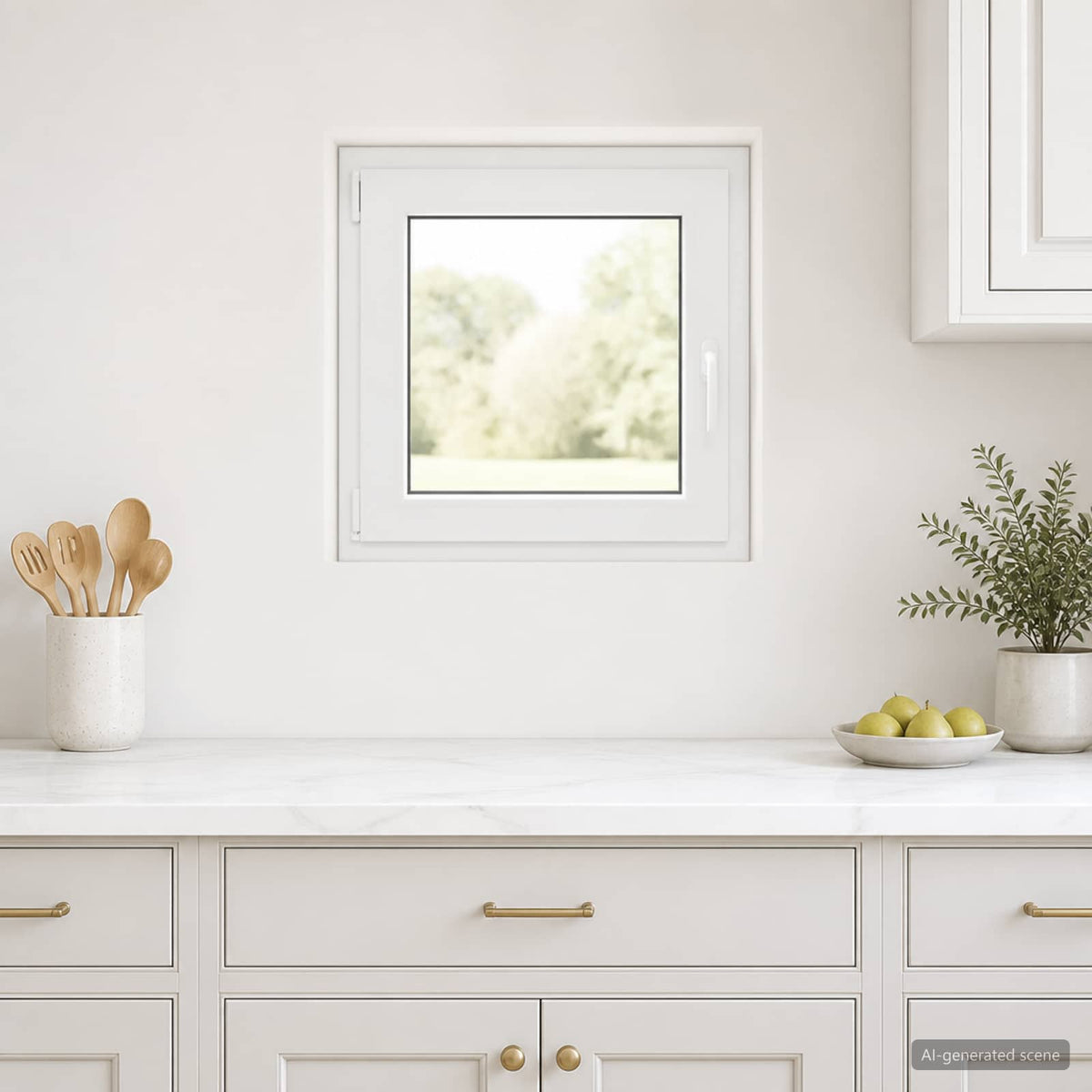 Basement Window Internal Colour RISOR 40 x 50 cm Tilting and Turn Left White Two-layer 55 cm