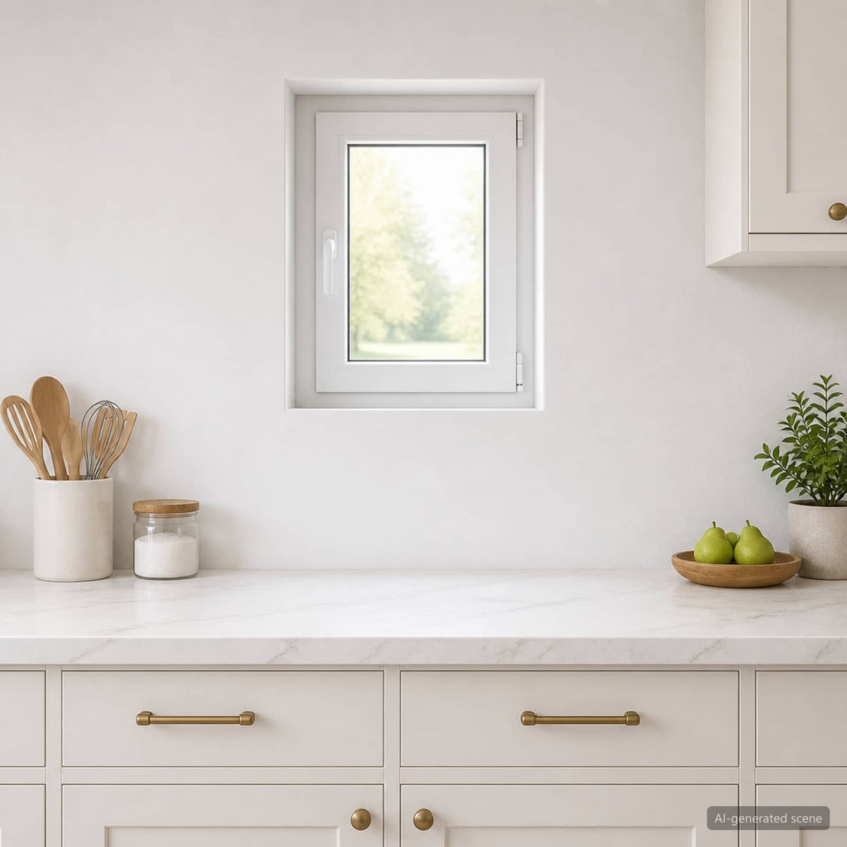 Basement Window Internal Colour RISOR Tilting Turn Right White
