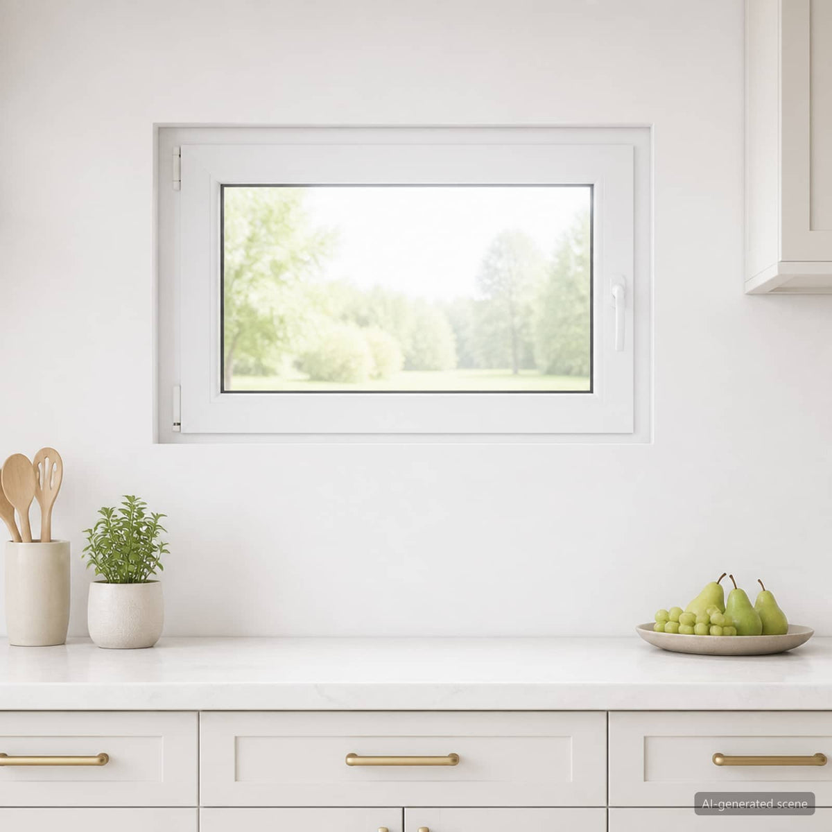 Basement Window Internal Colour RISOR Tilting Turn Left White