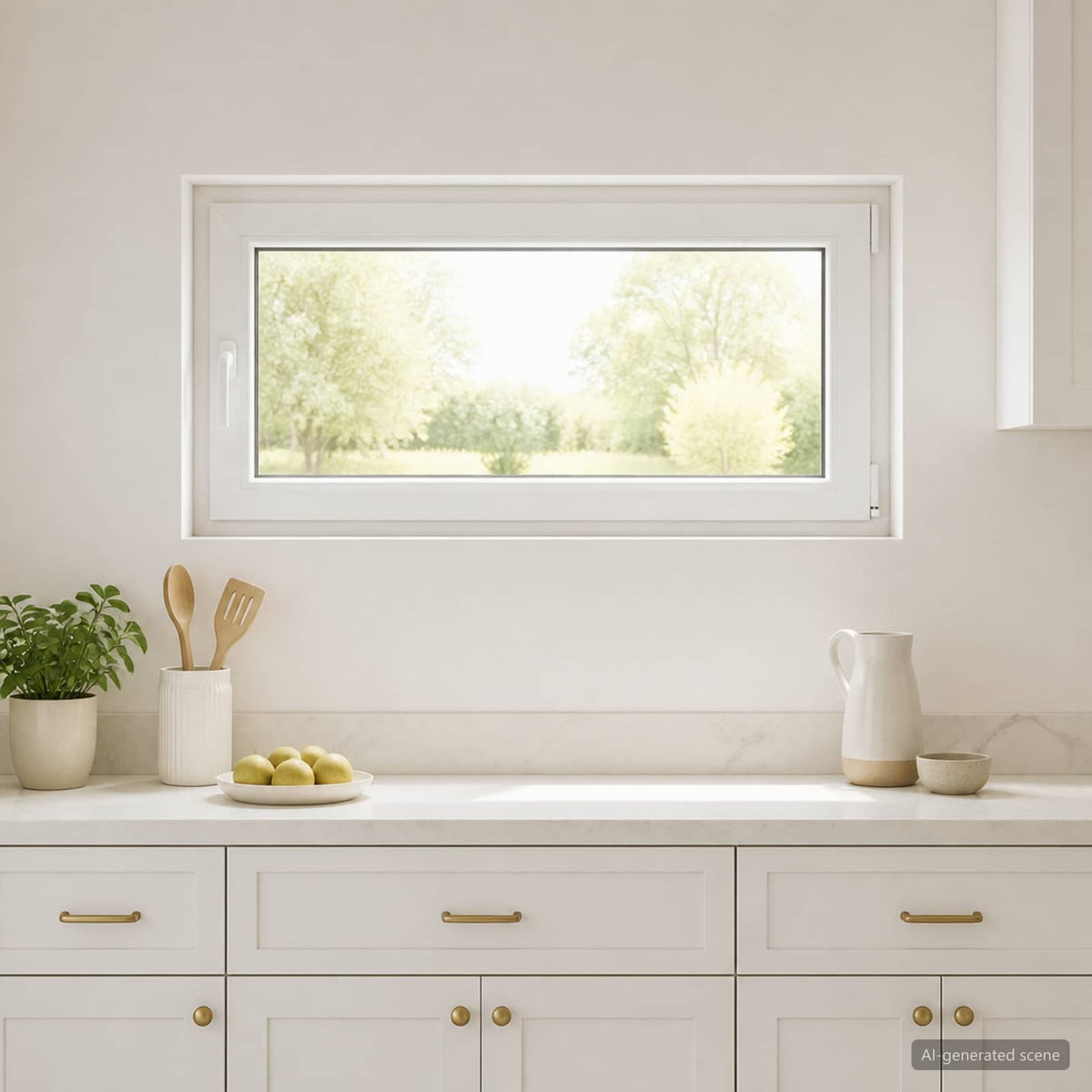 Basement Window Internal Colour RISOR 40 x 55 cm Tilting and Turn Right White Two-layer 110 cm