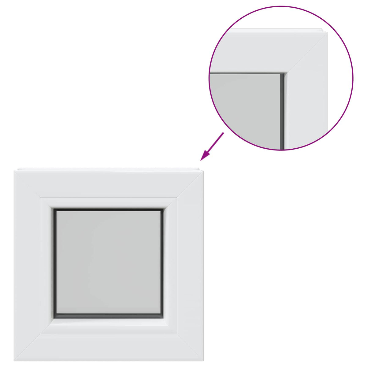 Cellar Window Internal Colour White RISOR with Triple Glazing Width 35 cm 35 cm