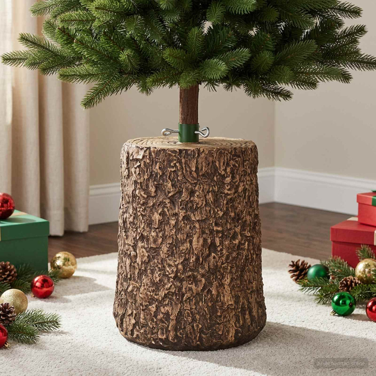 Christmas Tree Stand Trunk Shape Magnesium Oxide Ø 31.5 x 40 cm