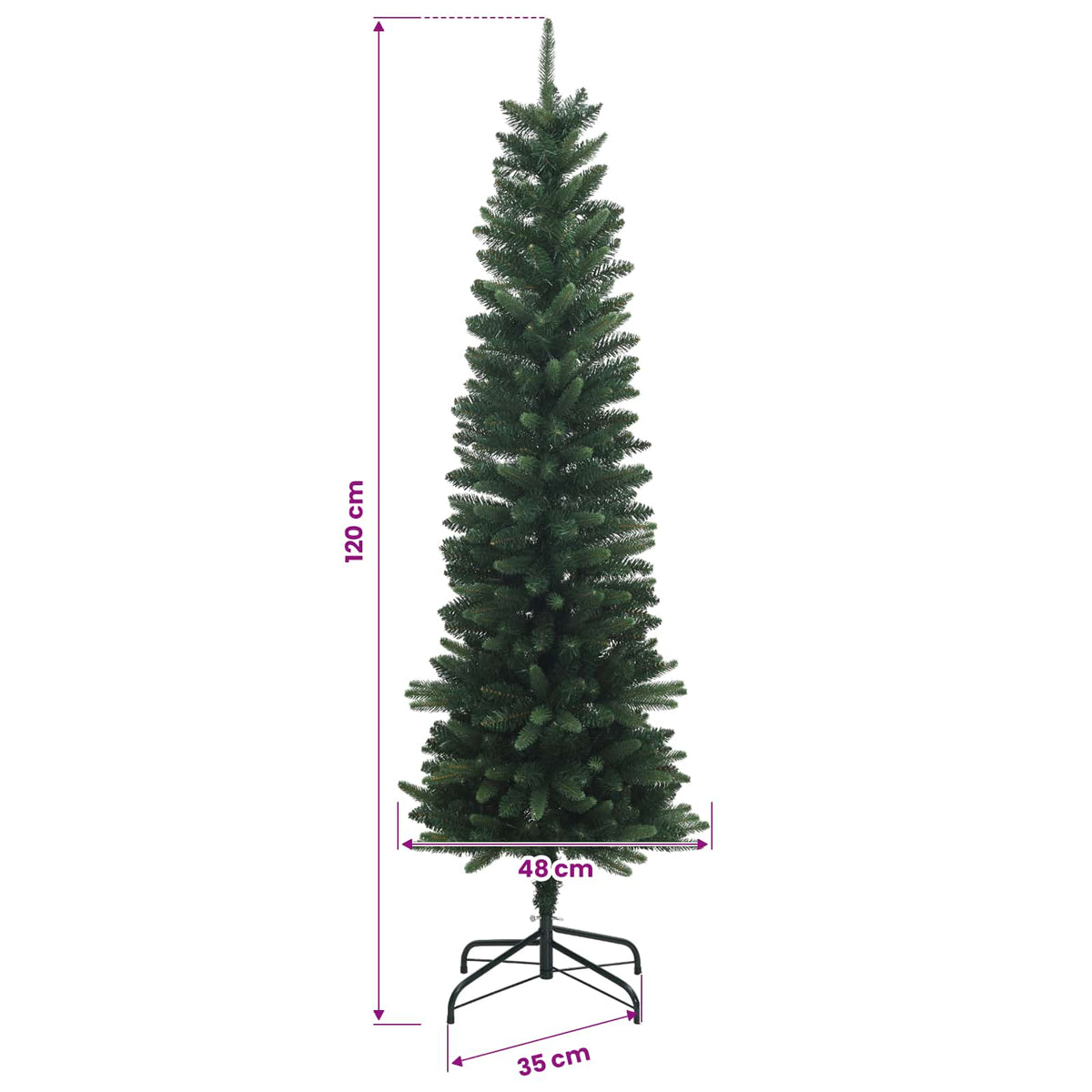 vidaXL Artificial Slim Christmas Tree 120 cm PE and PVC Green 5