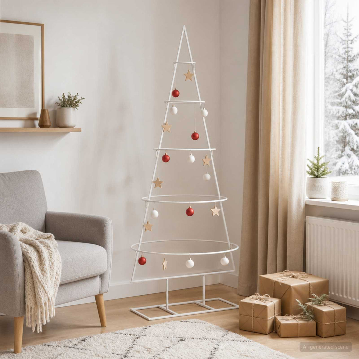 Metal Christmas Tree in White, image 3