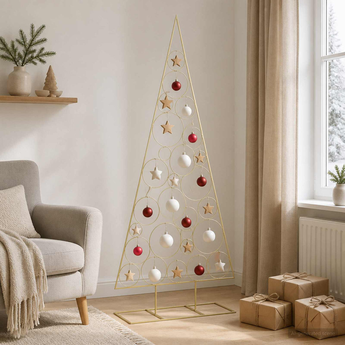 Metal Christmas Tree KUOPIO Steel Gold 210 cm