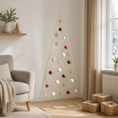 Metal Christmas Tree KUOPIO Steel Gold 210 cm