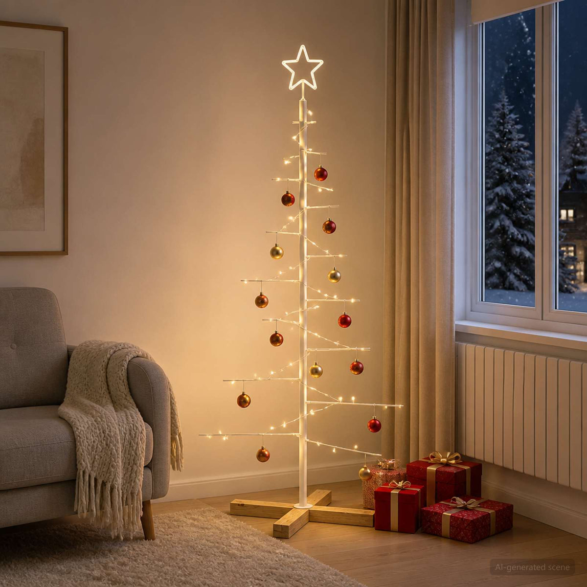 vidaXL Metal Christmas Tree KUOPIO 120 cm Steel White 1