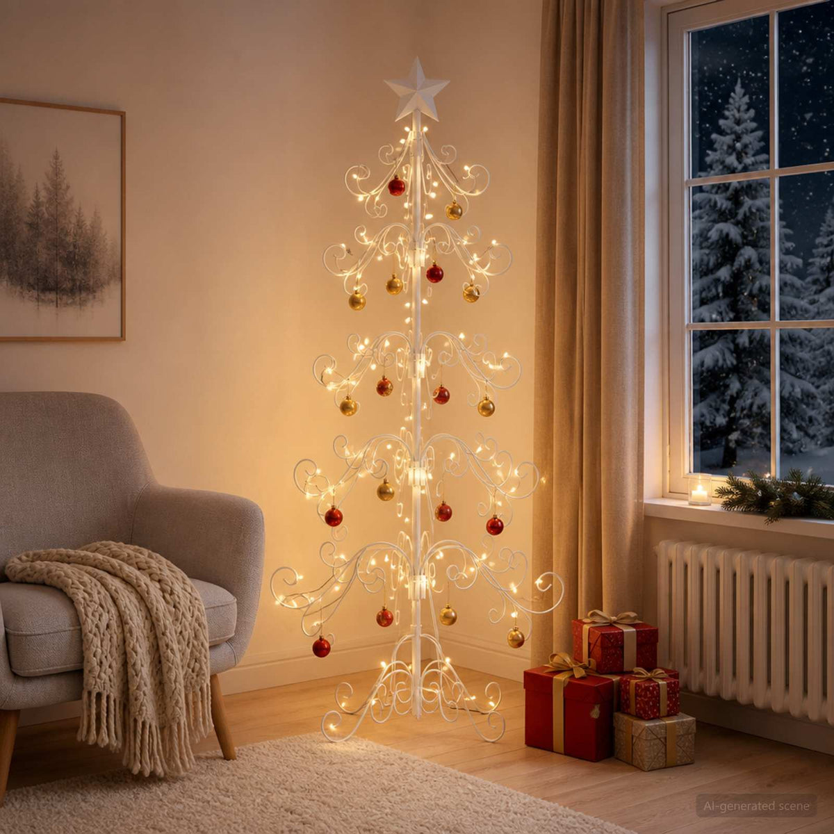 Metal Christmas Tree KUOPIO Steel White 150 cm
