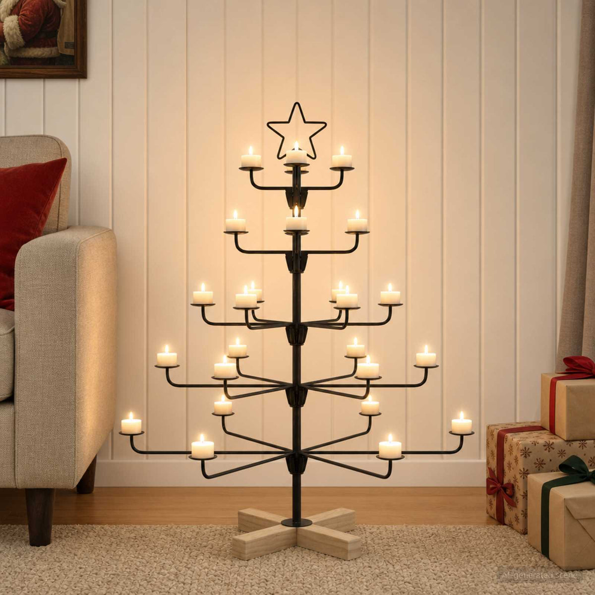 Metal Christmas Tree with Holder KUOPIO Steel Black 90 cm