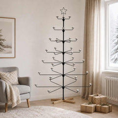 Metal Christmas Tree with Holder KUOPIO Steel Black 180 cm