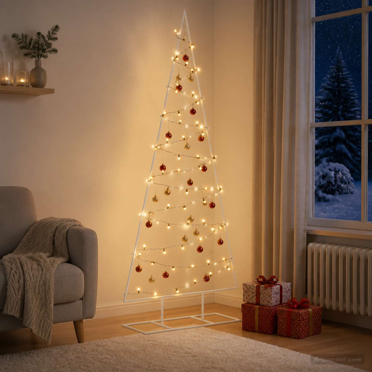 vidaXL Metal Christmas Tree with Stand KUOPIO 150 cm Warm White Steel 3