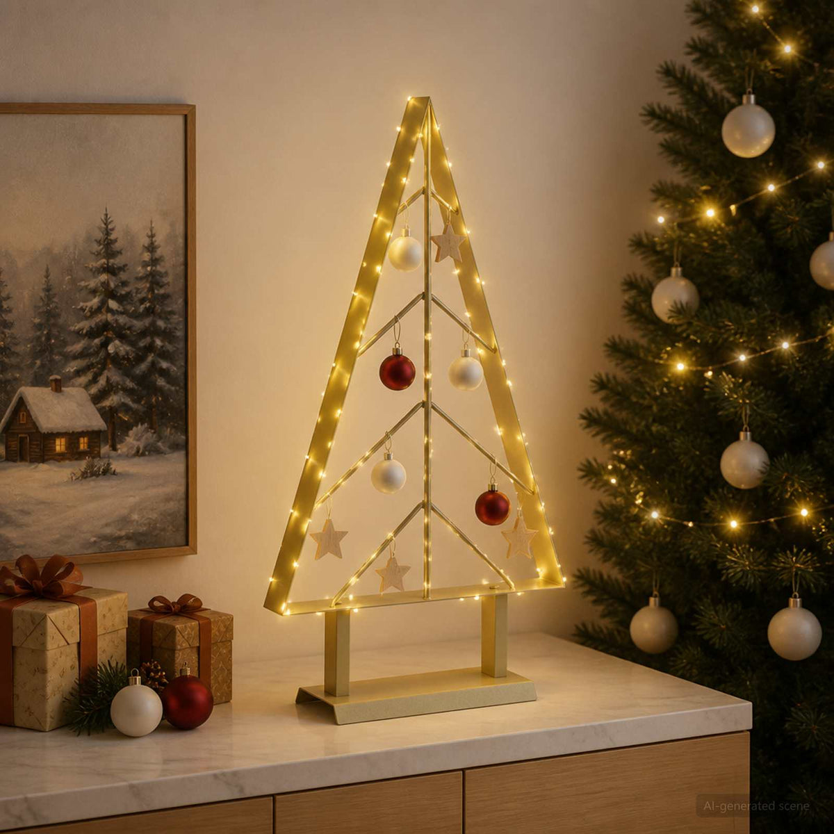 Metal Christmas Tree KUOPIO Steel Gold 60 cm