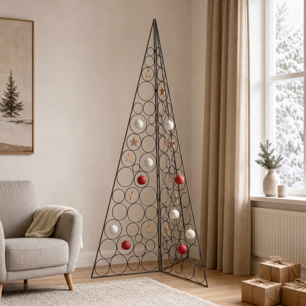Metal Christmas Tree KUOPIO Steel Black 180 cm