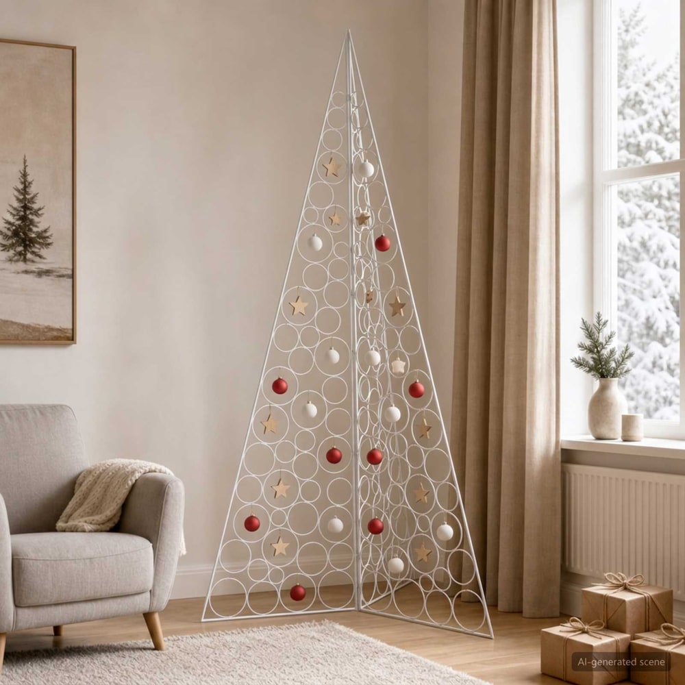 Metal Christmas Tree KUOPIO Steel White 210 cm