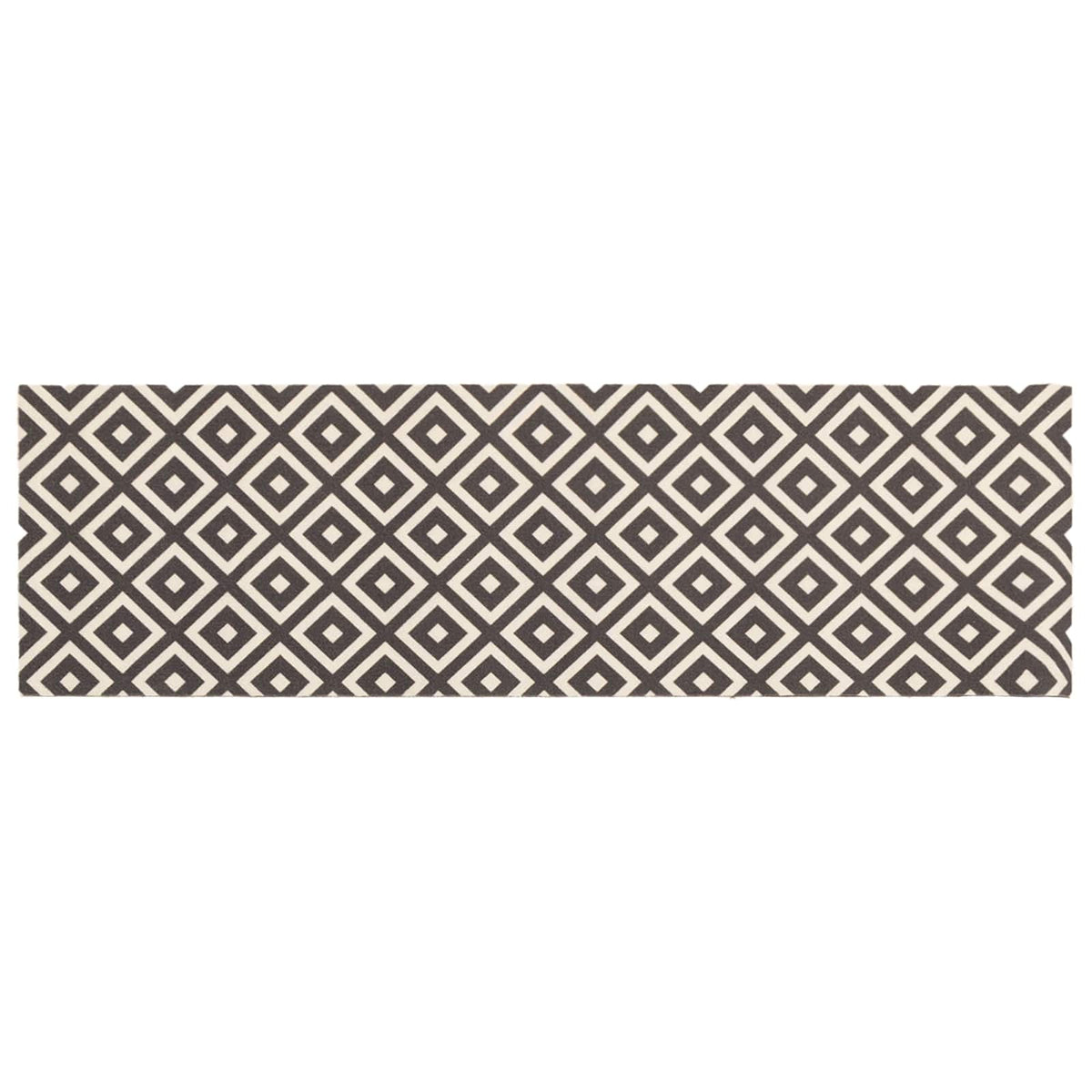 Kitchen Rug Grey White Diamonds Polyamide