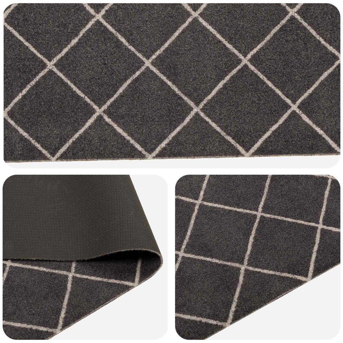 Kitchen Rug Anthracite Checked Polyamide