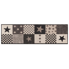 Kitchen Rug Grey Stars Polyamide Washable