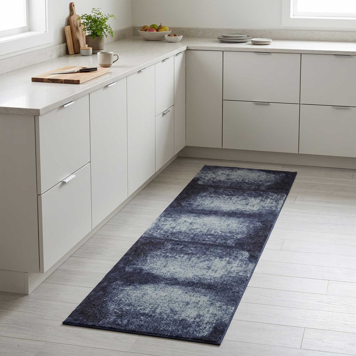 Kitchen Rug Blue Shade Polyamide Washable