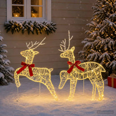 Christmas Reindeer 2 pcs 40 LEDs 43 x 19 x 65 cm Warm white