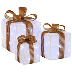 vidaXL Lighted Christmas Gift Box 3 pcs 64 LEDs Cold White 2