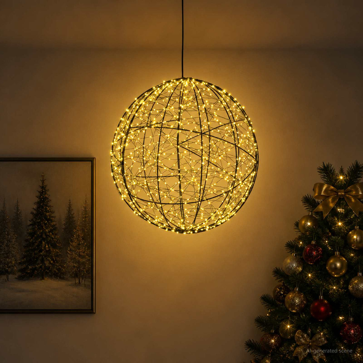 Christmas Finial Light 200 LEDs Diameter 20 x 22 cm Ø 60 x 63 cm Warm white