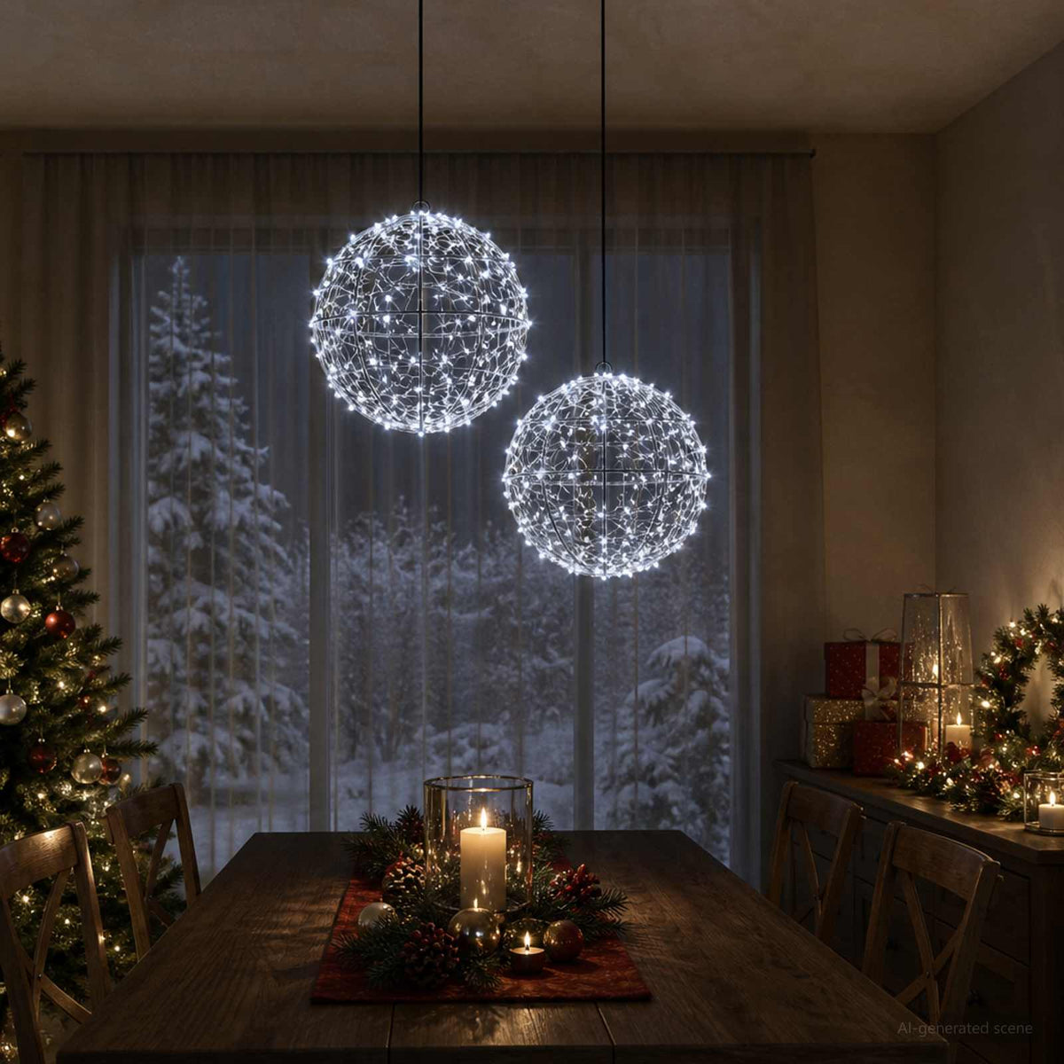 Christmas Finial Light 600 LEDs 2 pcs Ø 30 x 32 cm Cold white