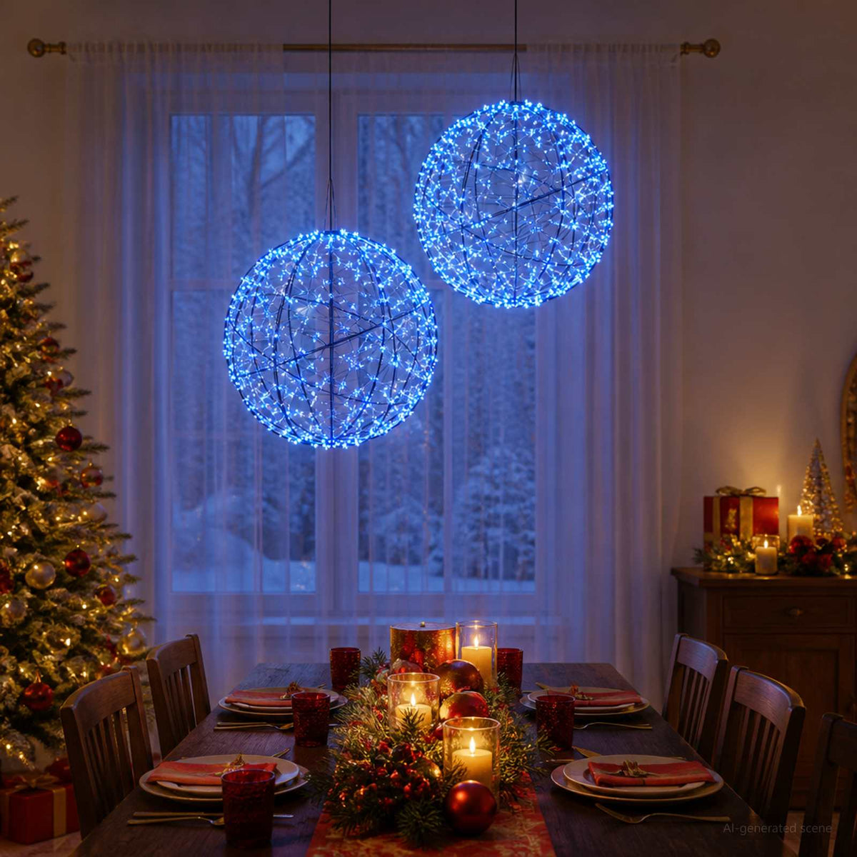 Christmas Finial Light 600 LEDs 2 pcs Ø 50 x 52 cm Blue