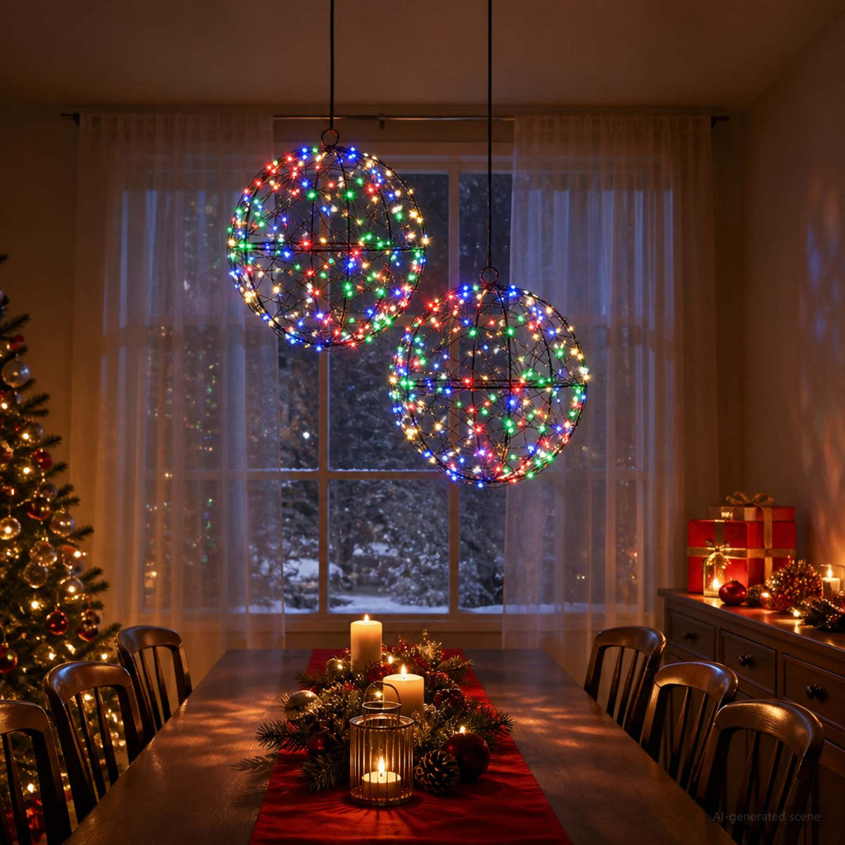 Christmas Finial Light 600 LEDs 2 pcs Ø 20 x 22 cm Multicolour