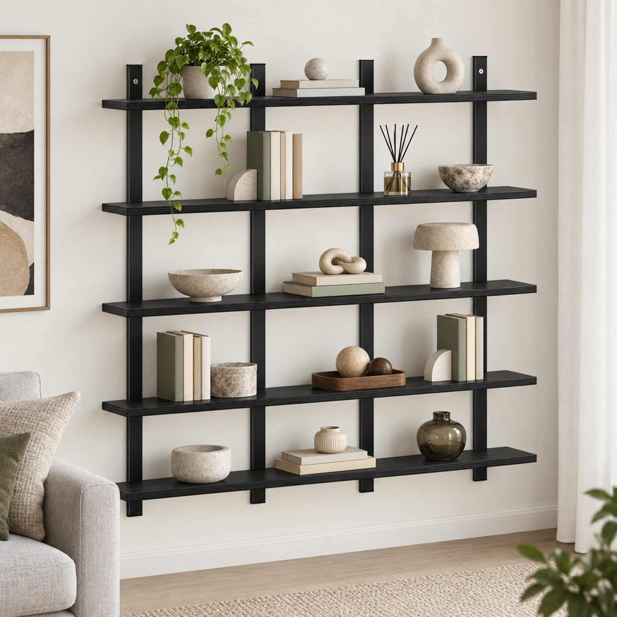 Wall Shelf Engineered Wood Width 102 cm Black oak