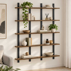 Wall Shelf Engineered Wood Width 102 cm Smoked oak