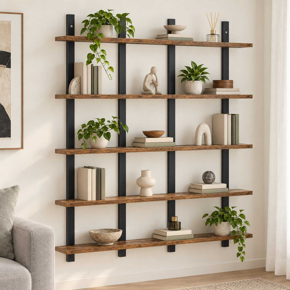 vidaXL Wall Shelf Old Wood 102 x 13.5 x 102 cm Engineered Wood 1