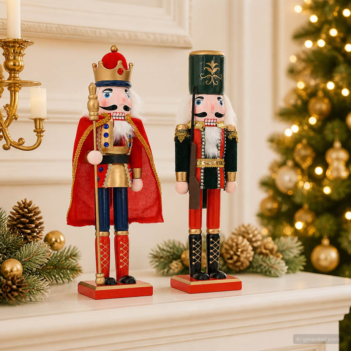 vidaXL Christmas Nutcracker TURKU 2 pcs Red and Black 38 cm 1