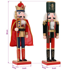 vidaXL Christmas Nutcracker TURKU 2 pcs Red and Black 38 cm 6